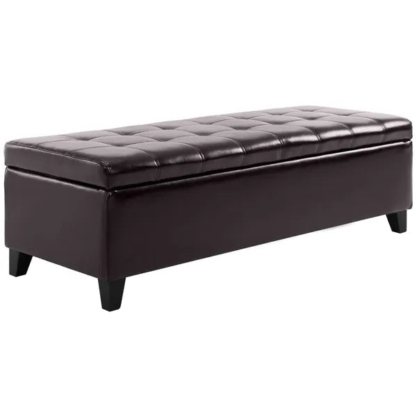 HOMCOM 51" Tufted Storage Ottoman Bench, Dark Brown Faux Leather for Living Room, Bedroom, Entryway - product image 11