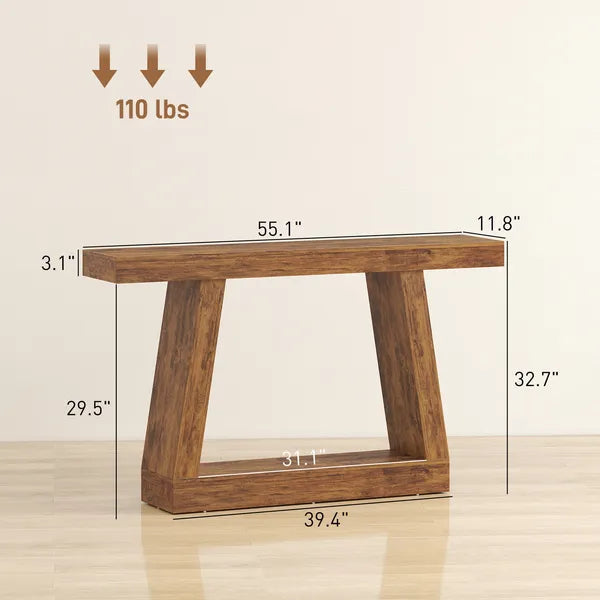 HOMCOM 55 Inch Farmhouse Console Table, 2-Tier Entryway Table with Storage for Hallway, Living Room, Behind Couch, Rustic Brown - product image 2