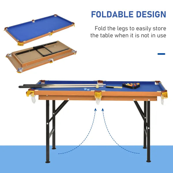 HOMCOM 55'' Portable Folding Billiards Table Game Pool Table for Kids Adults With Cues, Ball, Rack, Brush, Chalk - product image 5