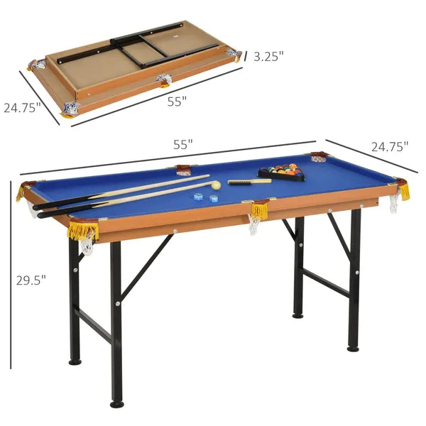 HOMCOM 55'' Portable Folding Billiards Table Game Pool Table for Kids Adults With Cues, Ball, Rack, Brush, Chalk - product image 3