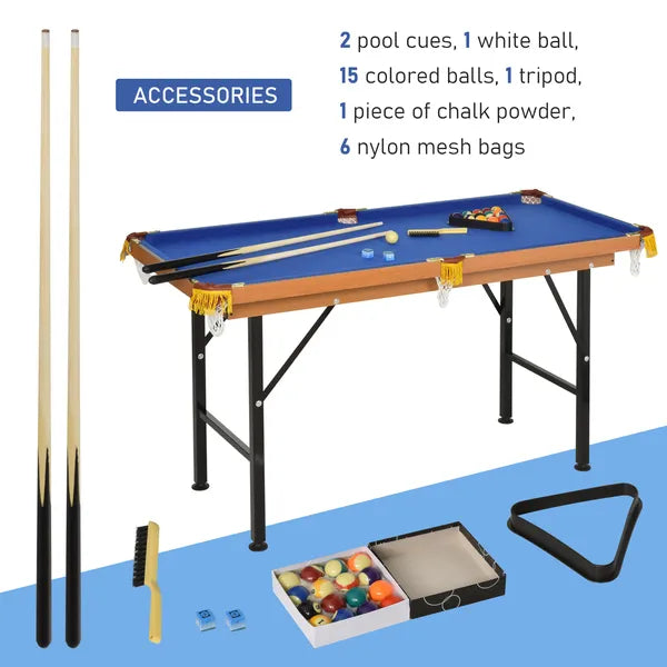 HOMCOM 55'' Portable Folding Billiards Table Game Pool Table for Kids Adults With Cues, Ball, Rack, Brush, Chalk - product image 4