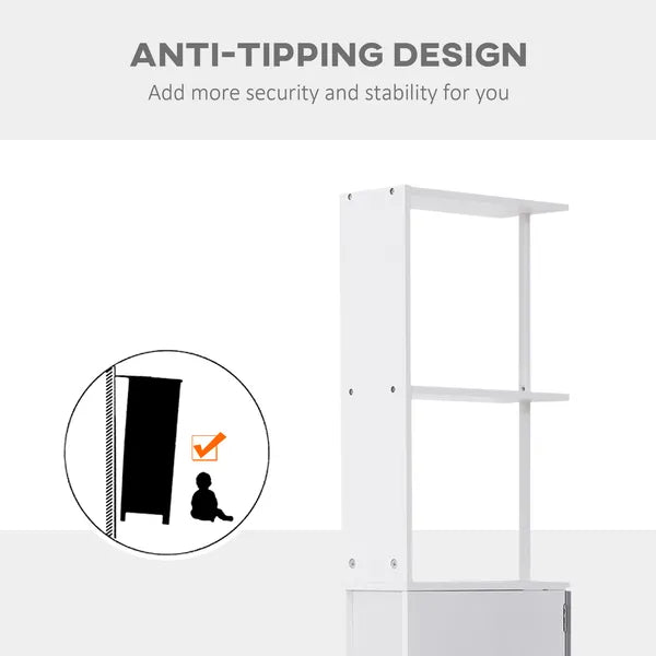 HOMCOM 55" Tall Bathroom Cabinets, Narrow Storage Cabinet Freestanding Linen Tower with 2-Tier Shelf and Drawers, White - product image 6