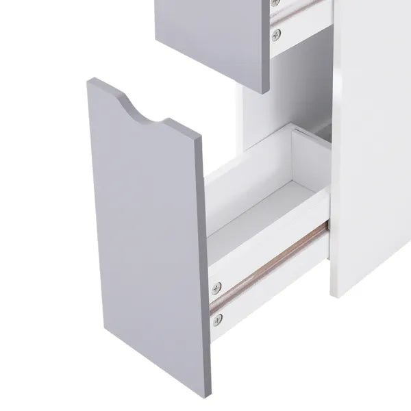 HOMCOM 55" Tall Bathroom Cabinets, Narrow Storage Cabinet Freestanding Linen Tower with 2-Tier Shelf and Drawers, White - product image 9