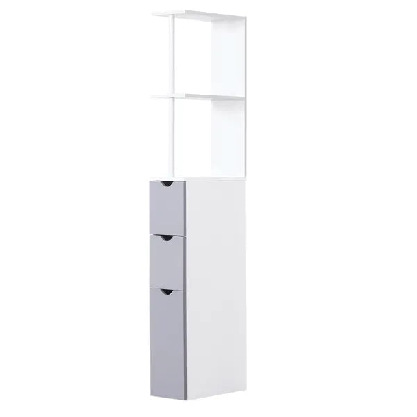 HOMCOM 55" Tall Bathroom Cabinets, Narrow Storage Cabinet Freestanding Linen Tower with 2-Tier Shelf and Drawers, White - product image 13