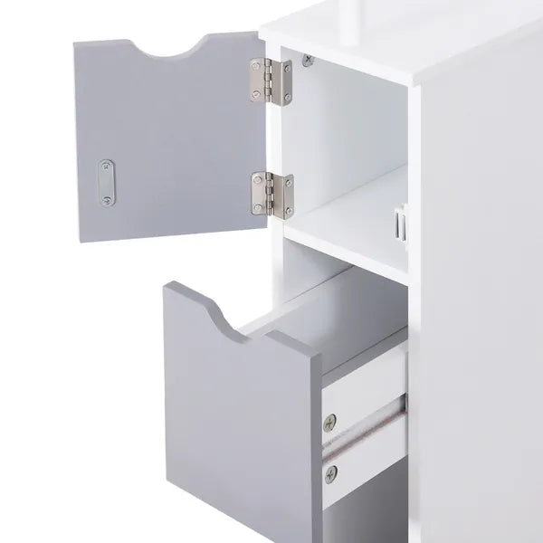 HOMCOM 55" Tall Bathroom Cabinets, Narrow Storage Cabinet Freestanding Linen Tower with 2-Tier Shelf and Drawers, White - product image 10