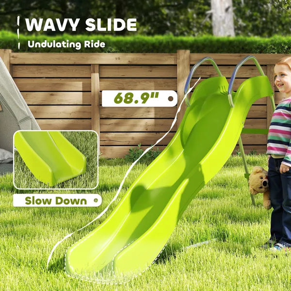 5.7FT Outdoor Slide for Kids Ages 3-8, Climbing Step Ladder, Playground Equipment for Backyard, Garden, Green - product image 4