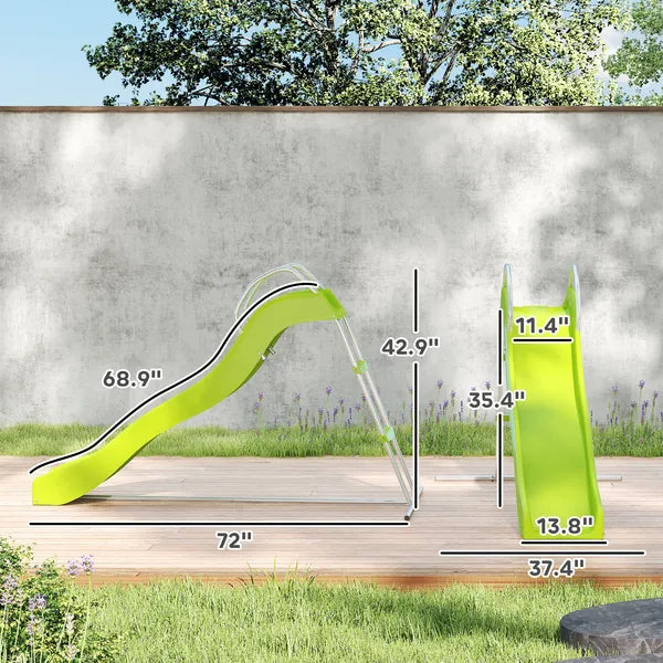 5.7FT Outdoor Slide for Kids Ages 3-8, Climbing Step Ladder, Playground Equipment for Backyard, Garden, Green - product image 2
