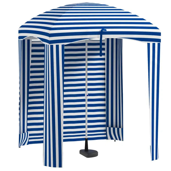 Outsunny 5.8' x 5.8' Blue White Stripe Cabana Umbrella with Single-top Vented Windows Ruffles Carry Bag for Outdoor Use - product image 11
