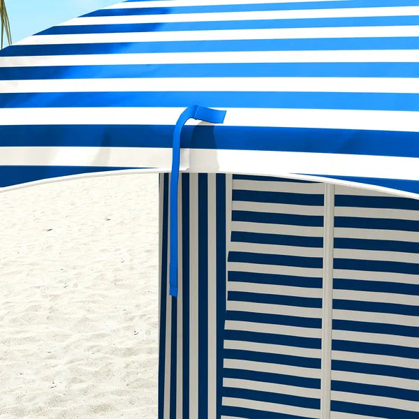 Outsunny 5.8' x 5.8' Blue White Stripe Cabana Umbrella with Single-top Vented Windows Ruffles Carry Bag for Outdoor Use - product image 8