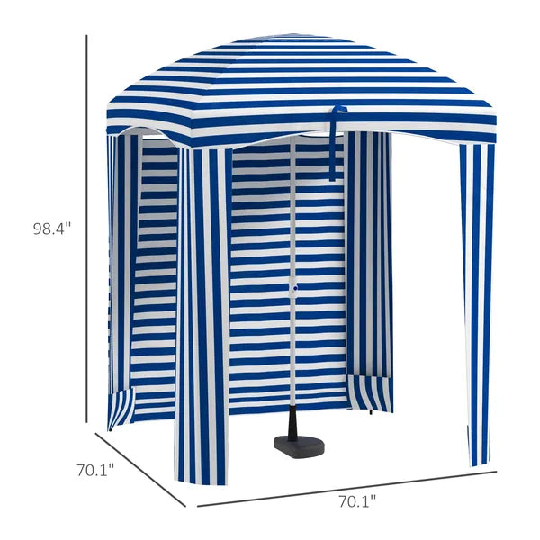 Outsunny 5.8' x 5.8' Blue White Stripe Cabana Umbrella with Single-top Vented Windows Ruffles Carry Bag for Outdoor Use - product image 3