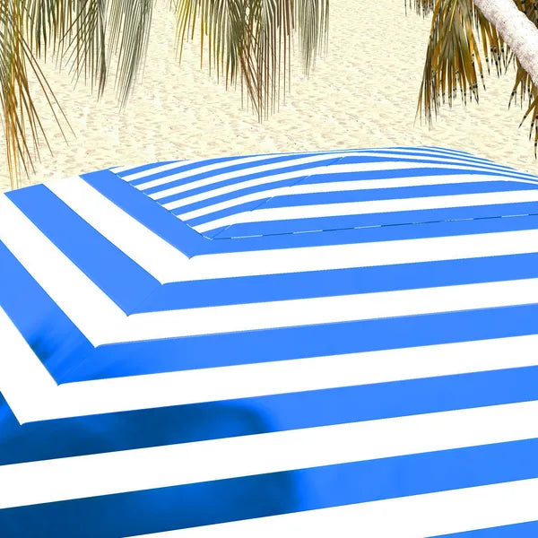 Outsunny 5.8' x 5.8' Blue White Stripe Cabana Umbrella with Single-top Vented Windows Ruffles Carry Bag for Outdoor Use - product image 9
