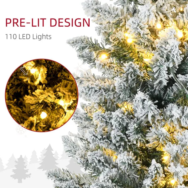 HOMCOM 5ft Pencil Christmas Tree, Slim Artificial Christmas Tree with Realistic Branches and Warm White LED Lights, Green - product image 5