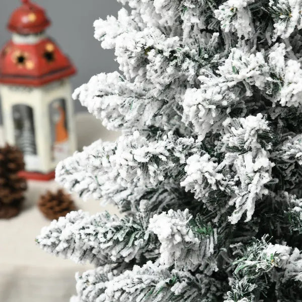 HOMCOM 5ft Pencil Christmas Tree, Slim Artificial Christmas Tree with Realistic Branches and Warm White LED Lights, Green - product image 9