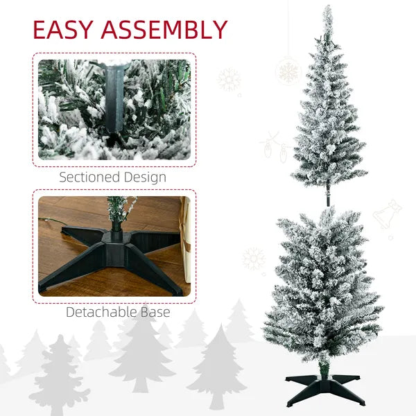 HOMCOM 5ft Pencil Christmas Tree, Slim Artificial Christmas Tree with Realistic Branches and Warm White LED Lights, Green - product image 7
