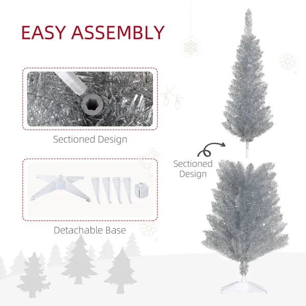 HOMCOM 5 Ft Slim Artificial Christmas Tree with 294 Tips and Plastic Base Silver - product image 7
