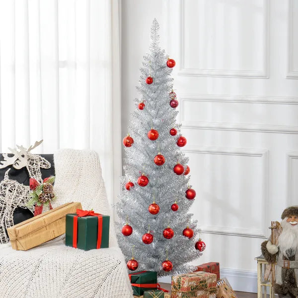 HOMCOM 5 Ft Slim Artificial Christmas Tree with 294 Tips and Plastic Base Silver - product image 10