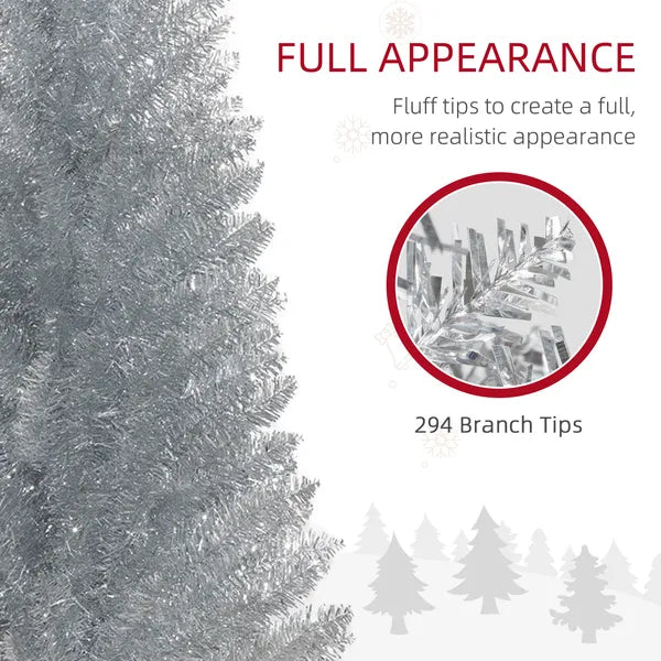 HOMCOM 5 Ft Slim Artificial Christmas Tree with 294 Tips and Plastic Base Silver - product image 6