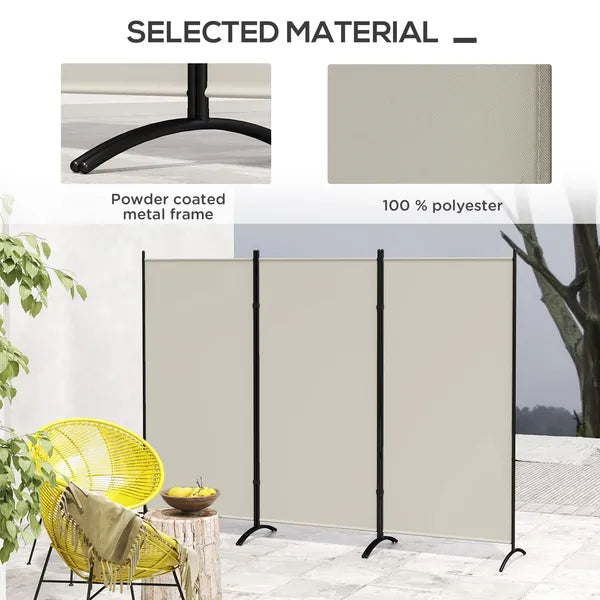 HOMCOM 6' 3 Panel Room Divider, Indoor Privacy Screen for Home, Light Gray - product image 5