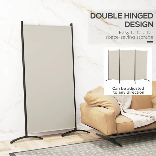 HOMCOM 6' 3 Panel Room Divider, Indoor Privacy Screen for Home, Light Gray - product image 4