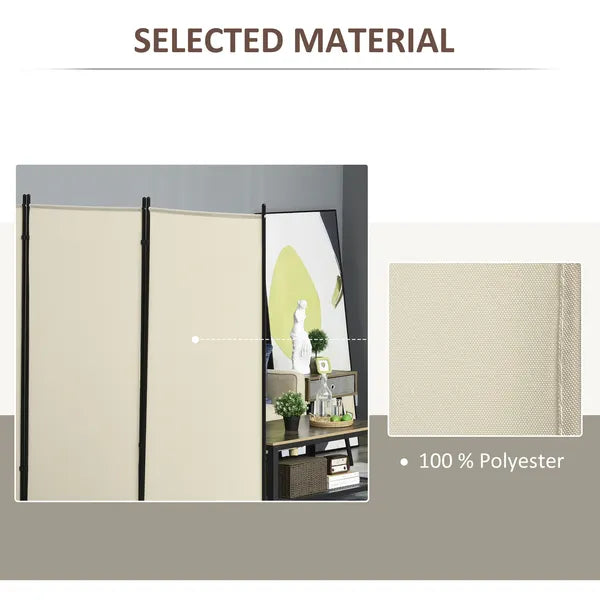 HOMCOM 6 ft 3-Panel Room Divider, Privacy Screen, Folding, Beige, Indoor Use - product image 4