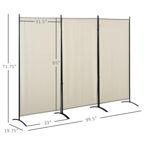 HOMCOM 6 ft 3-Panel Room Divider, Privacy Screen, Folding, Beige, Indoor Use - product image 3