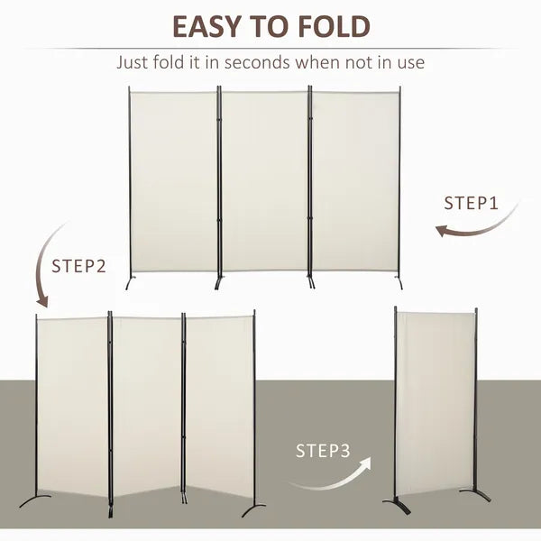HOMCOM 6 ft 3-Panel Room Divider, Privacy Screen, Folding, Beige, Indoor Use - product image 5