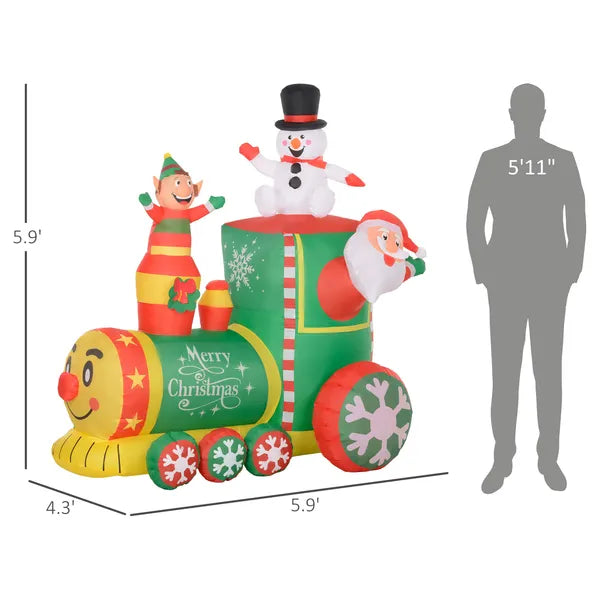 6 ft Inflatable Christmas Train with White LED Lights for Indoor Outdoor Decor - product image 3