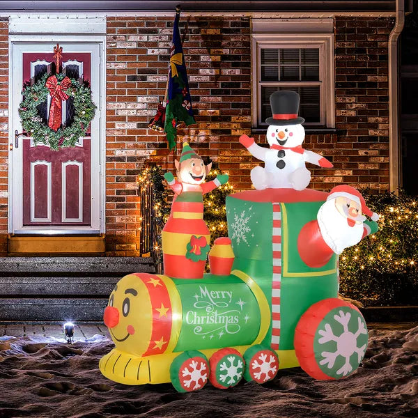 6 ft Inflatable Christmas Train with White LED Lights for Indoor Outdoor Decor - product image 2