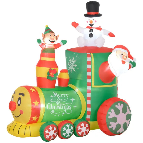 6 ft Inflatable Christmas Train with White LED Lights for Indoor Outdoor Decor - product image 1