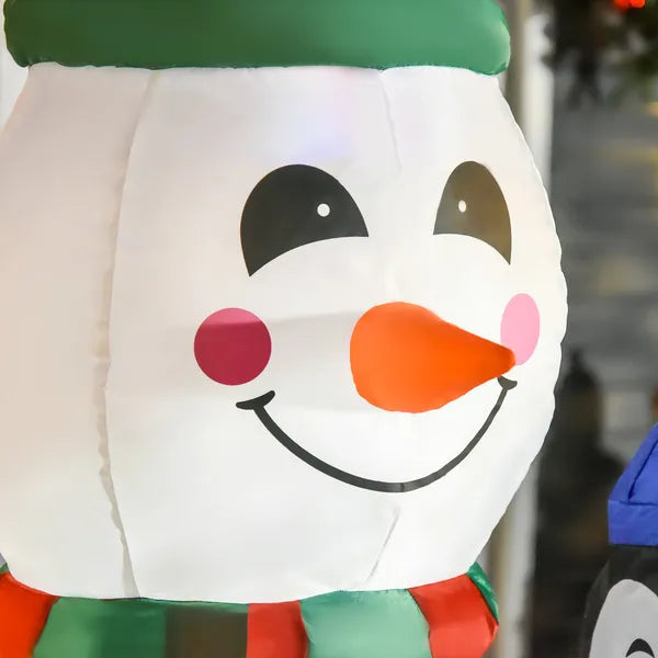 HOMCOM 6' Christmas Holiday Yard Inflatable Outdoor Light Up LED Christmas Decoration 3 Penguins Building Snowman - product image 9