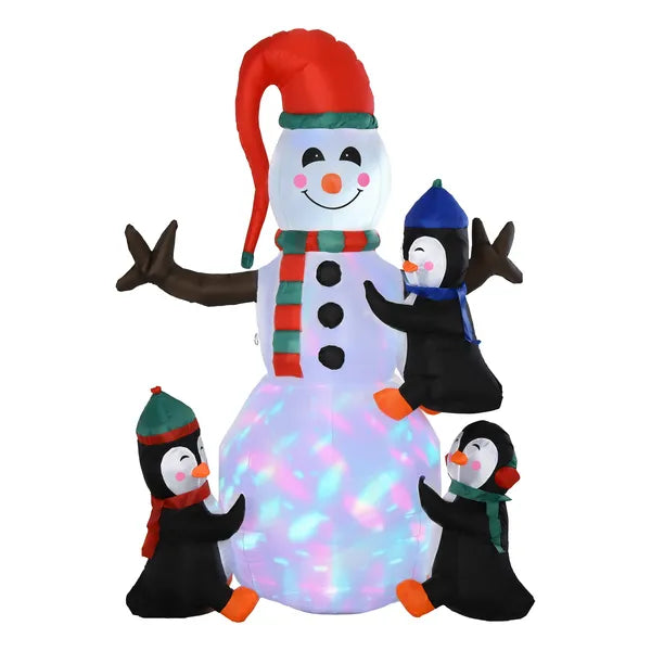 HOMCOM 6' Christmas Holiday Yard Inflatable Outdoor Light Up LED Christmas Decoration 3 Penguins Building Snowman - product image 11