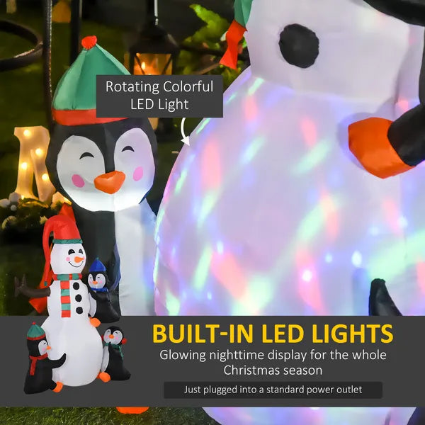 HOMCOM 6' Christmas Holiday Yard Inflatable Outdoor Light Up LED Christmas Decoration 3 Penguins Building Snowman - product image 4