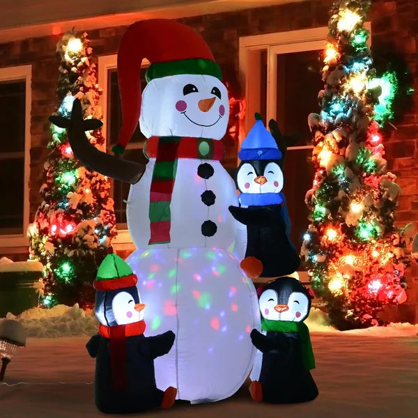 HOMCOM 6' Christmas Holiday Yard Inflatable Outdoor Light Up LED Christmas Decoration 3 Penguins Building Snowman - product image 10