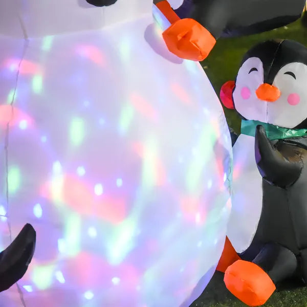 HOMCOM 6' Christmas Holiday Yard Inflatable Outdoor Light Up LED Christmas Decoration 3 Penguins Building Snowman - product image 8