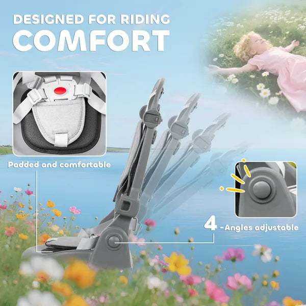 Qaba 6-in-1 Kids Tricycle with Adjustable Push Handle, Removable Canopy, Reversible Seat, for 1-5 Years, Gray - product image 6