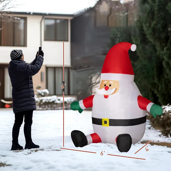 6 ft Inflatable Santas, Blow-Up Christmas Decor with Rotating Magic Ball Light, Claus for Outdoor Yard, Garden Party - product image 3
