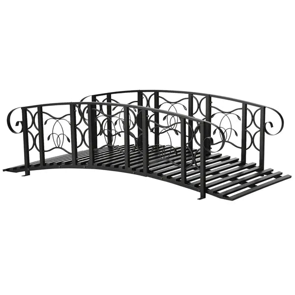 Outsunny 6' Metal Arch Backyard Garden Bridge with 660 lbs. Weight Capacity, Safety Siderails, Vine Motifs, Easy Assembly for Backyard Creek, Stream - product image 1