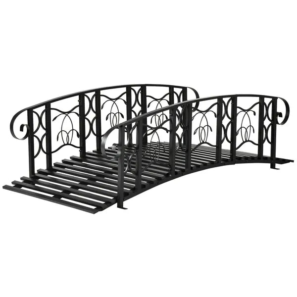 Outsunny 6' Metal Arch Backyard Garden Bridge with 660 lbs. Weight Capacity, Safety Siderails, Vine Motifs, Easy Assembly for Backyard Creek, Stream - product image 11
