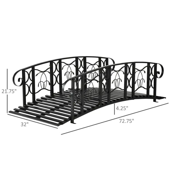 Outsunny 6' Metal Arch Backyard Garden Bridge with 660 lbs. Weight Capacity, Safety Siderails, Vine Motifs, Easy Assembly for Backyard Creek, Stream - product image 3