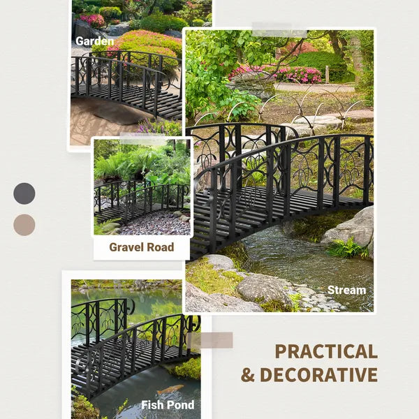 Outsunny 6' Metal Arch Backyard Garden Bridge with 660 lbs. Weight Capacity, Safety Siderails, Vine Motifs, Easy Assembly for Backyard Creek, Stream - product image 7