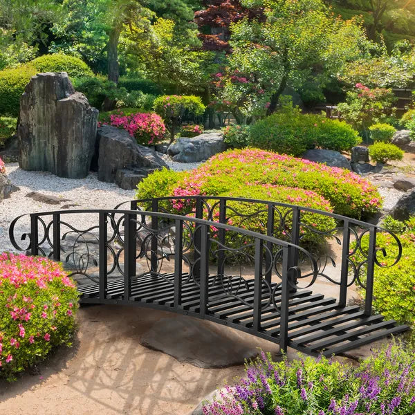 Outsunny 6' Metal Arch Backyard Garden Bridge with 660 lbs. Weight Capacity, Safety Siderails, Vine Motifs, Easy Assembly for Backyard Creek, Stream - product image 10