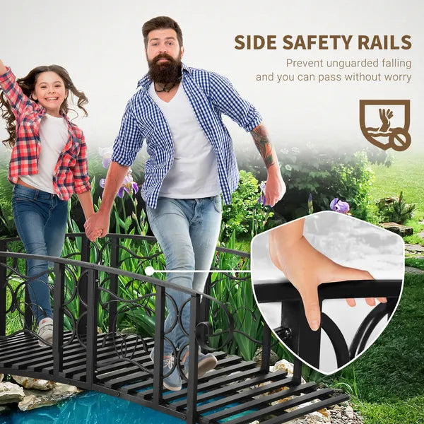 Outsunny 6' Metal Arch Backyard Garden Bridge with 660 lbs. Weight Capacity, Safety Siderails, Vine Motifs, Easy Assembly for Backyard Creek, Stream - product image 5