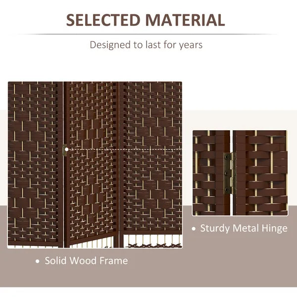 HOMCOM 6-Panel Folding Privacy Screen, Brown Wave Fiber, Lightweight, for Home Office - product image 5