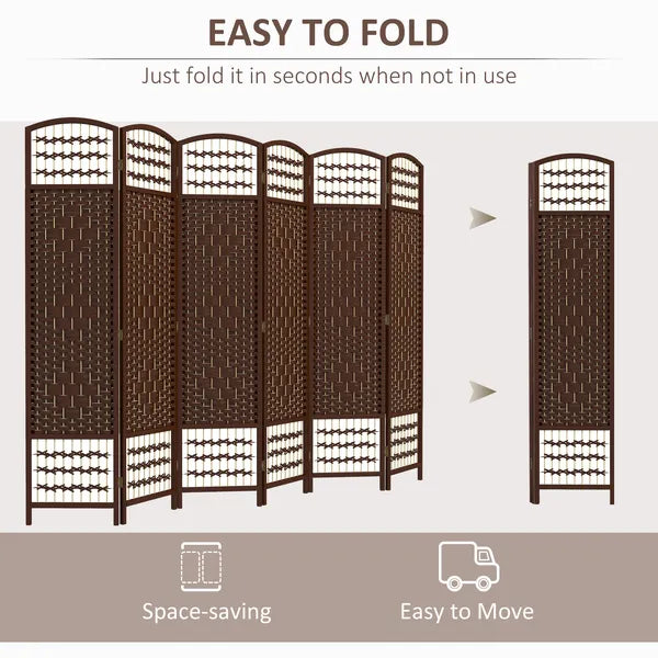 HOMCOM 6-Panel Folding Privacy Screen, Brown Wave Fiber, Lightweight, for Home Office - product image 4