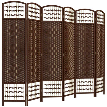 HOMCOM 6-Panel Folding Privacy Screen, Brown Wave Fiber, Lightweight, for Home Office - product image 1