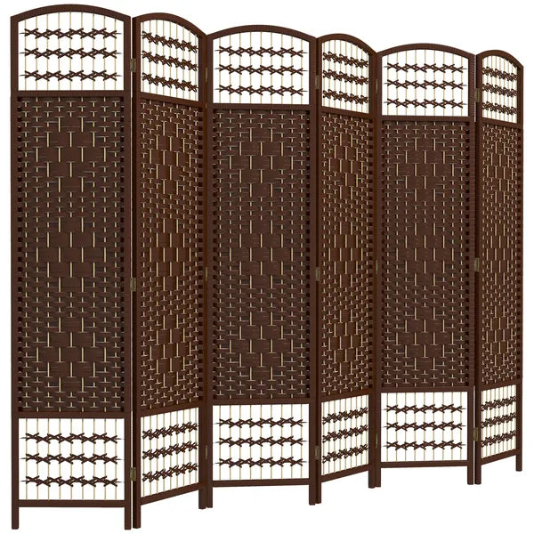 HOMCOM 6-Panel Folding Privacy Screen, Brown Wave Fiber, Lightweight, for Home Office - product image 1