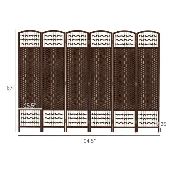HOMCOM 6-Panel Folding Privacy Screen, Brown Wave Fiber, Lightweight, for Home Office - product image 3