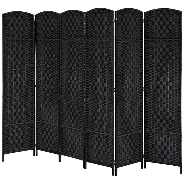 6 Panel Folding Room Divider 6' Tall Freestanding Extra Wide Wicker Partition Wall Black - product image 11