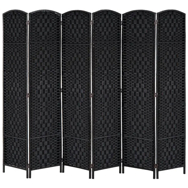 6 Panel Folding Room Divider 6' Tall Freestanding Extra Wide Wicker Partition Wall Black - product image 1