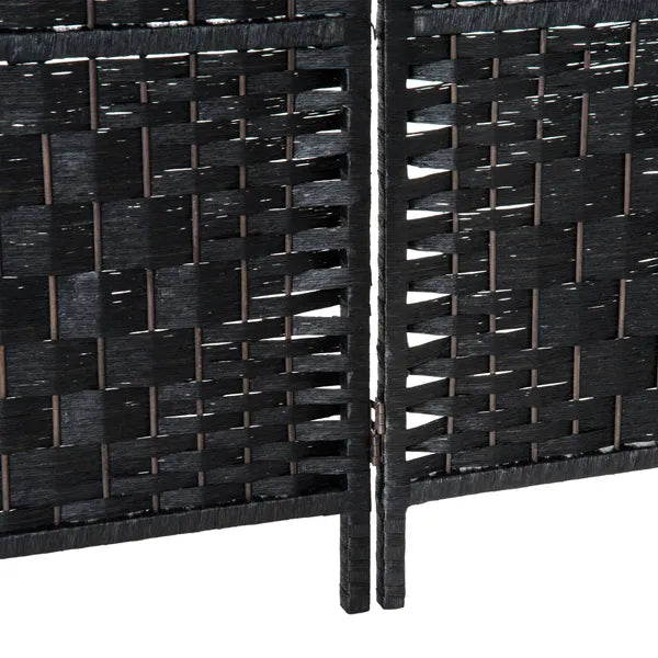 6 Panel Folding Room Divider 6' Tall Freestanding Extra Wide Wicker Partition Wall Black - product image 8